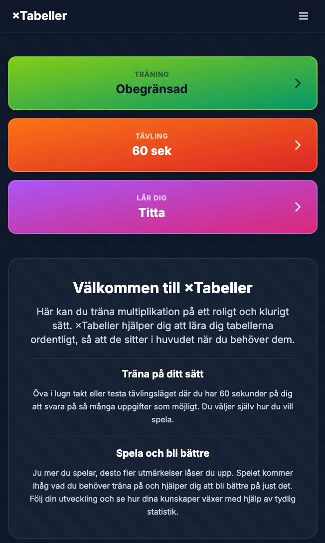 ×Tabeller – startsida