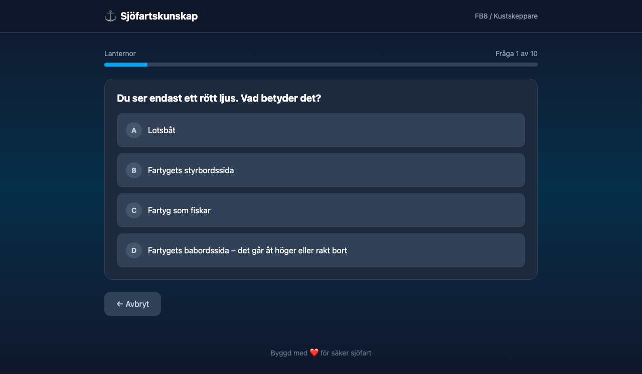 Sjöfartskunskap – quizfråga i lanternor